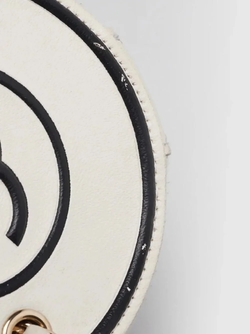 Chanel White Quilted Leather CC Logo Round Small Vanity Case with Chain Bag